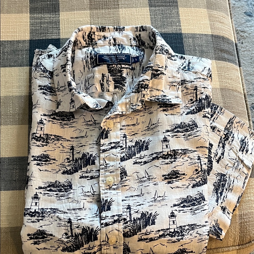 Vineyard Vines Nautical Print Men's Shirt - Black and White